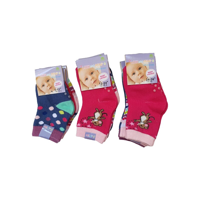 Looken Mini's Dětské kojenecké ponožky + ABS 3ks
