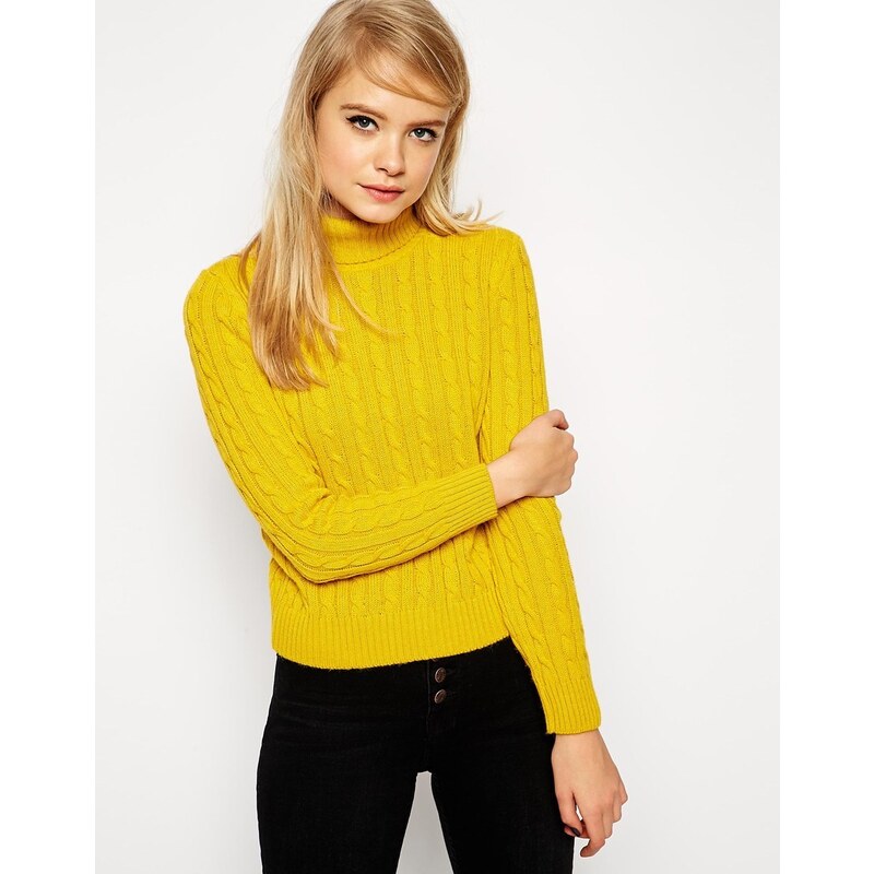 ASOS Cable Jumper With Roll Neck - Cream