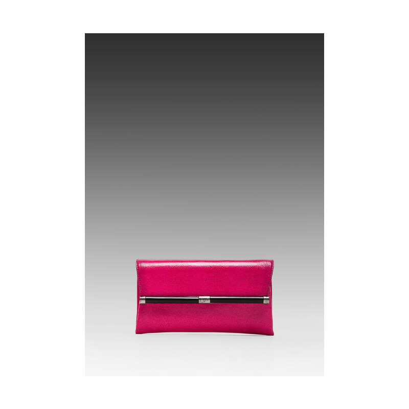 Diane von Furstenberg Envelope Embossed Leather Clutch in Pink