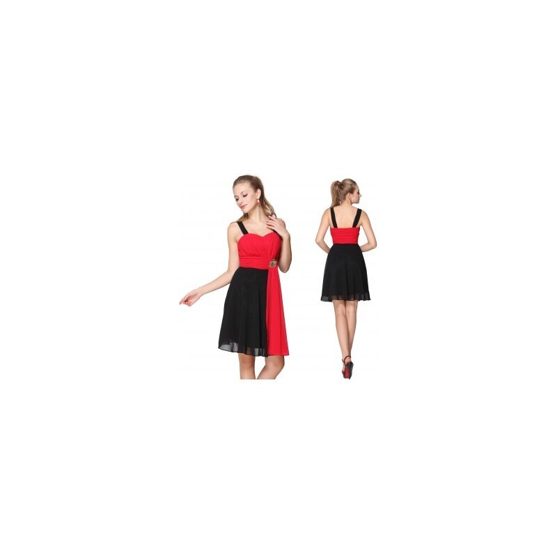 krátké červeno-černé společenské šaty Donna XL