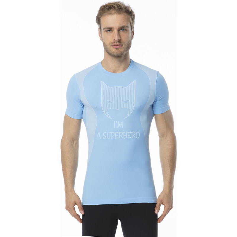 Pánské funkční tričko s krátkým rukávem IRON-IC - Superhero - modrá Světle modrá