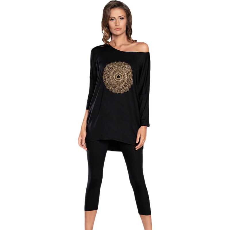 Dámské pyžamo Italian Fashion Mandala 3/4 black