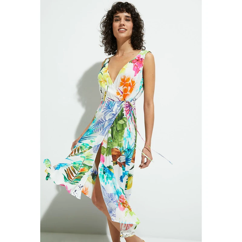 Desigual barevné letní šaty Vest Seychelles - GLAMI.cz
