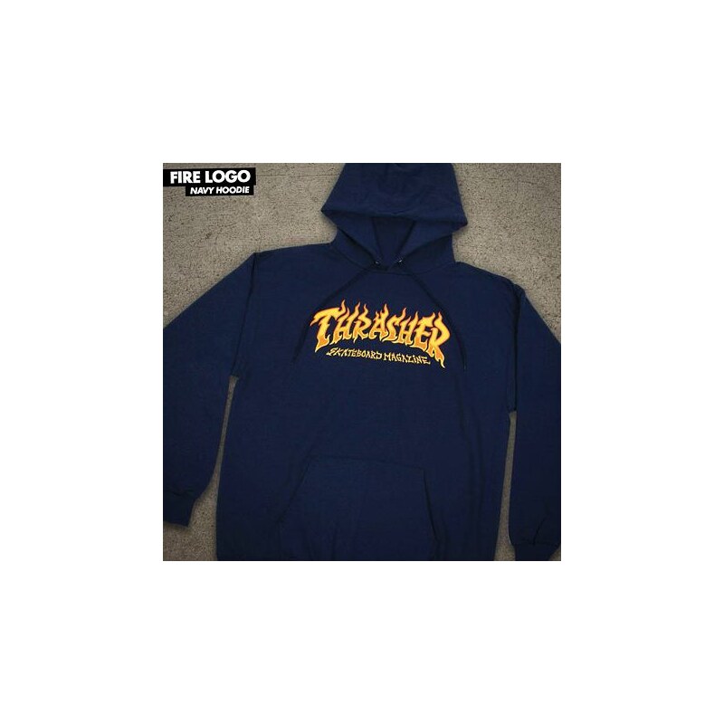 Mikina THRASHER Fire Logo hood navy Velikost: