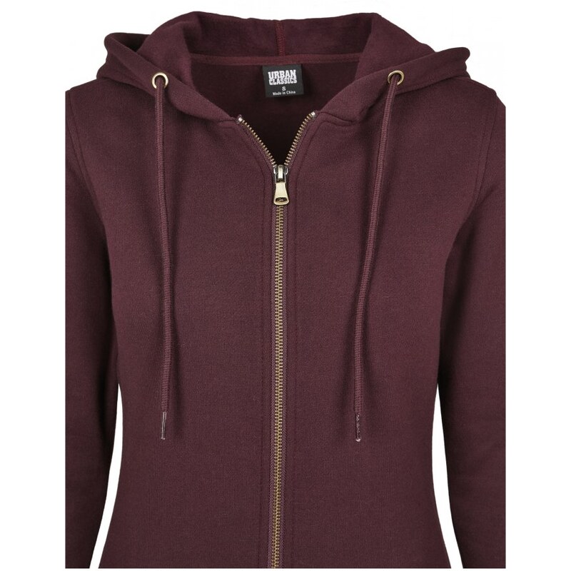 Dámská mikina Urban Classics Ladies Sweat Parka - tmavě červená