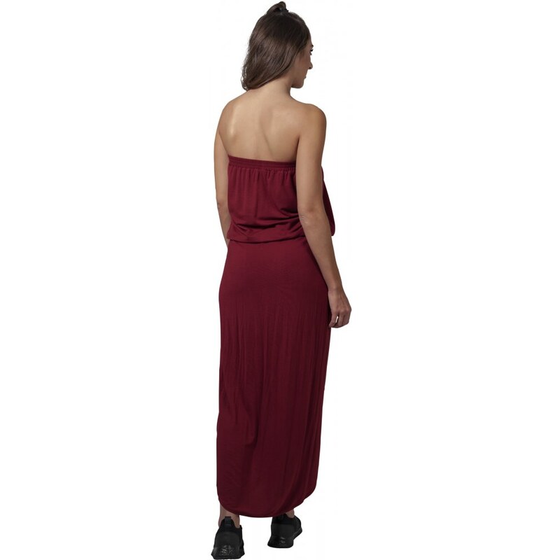 Šaty Urban Classics Ladies Viscose Bandeau Dress - burgundy