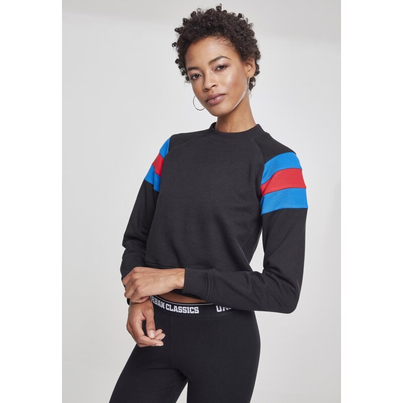Dámská mikina Urban Classics Ladies Sleeve Stripe Crew - black/brightblue/firered