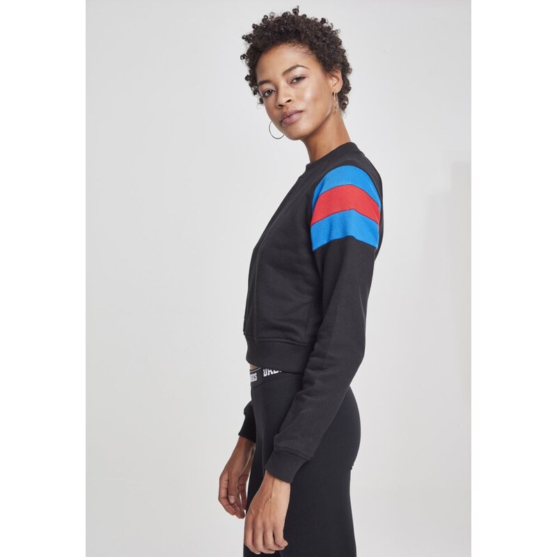 Dámská mikina Urban Classics Ladies Sleeve Stripe Crew - black/brightblue/firered