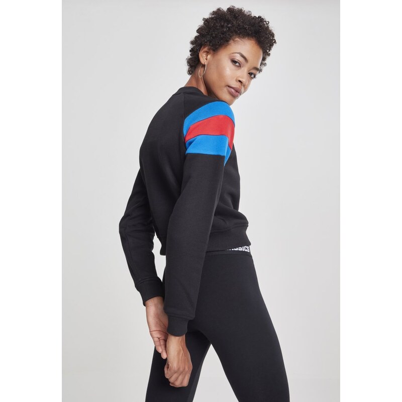 Dámská mikina Urban Classics Ladies Sleeve Stripe Crew - black/brightblue/firered
