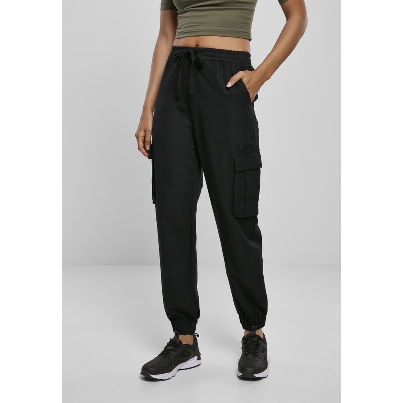 URBAN CLASSICS Ladies Viscose Twill Cargo Pants - black