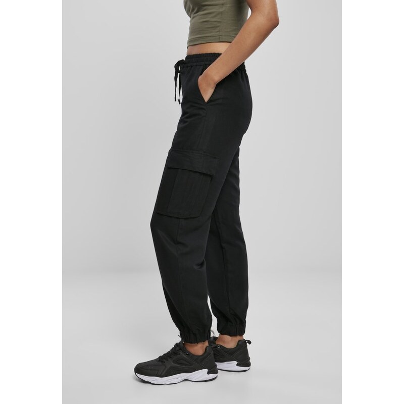 URBAN CLASSICS Ladies Viscose Twill Cargo Pants - black