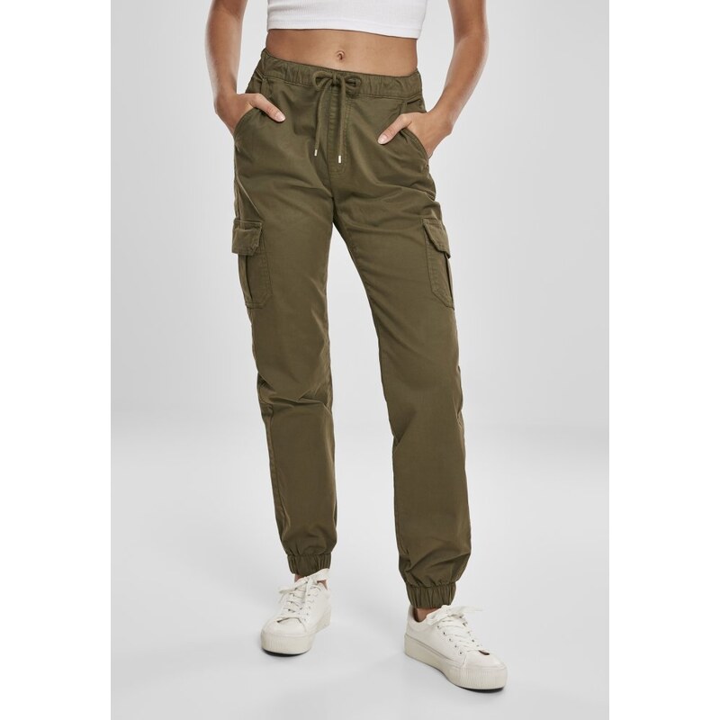 URBAN CLASSICS Ladies High Waist Cargo Jogging Pants - summerolive 53189596