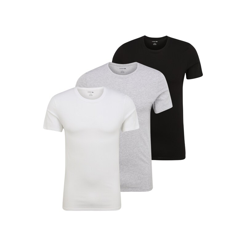 LACOSTE Tričko šedý melír / černá / bílá