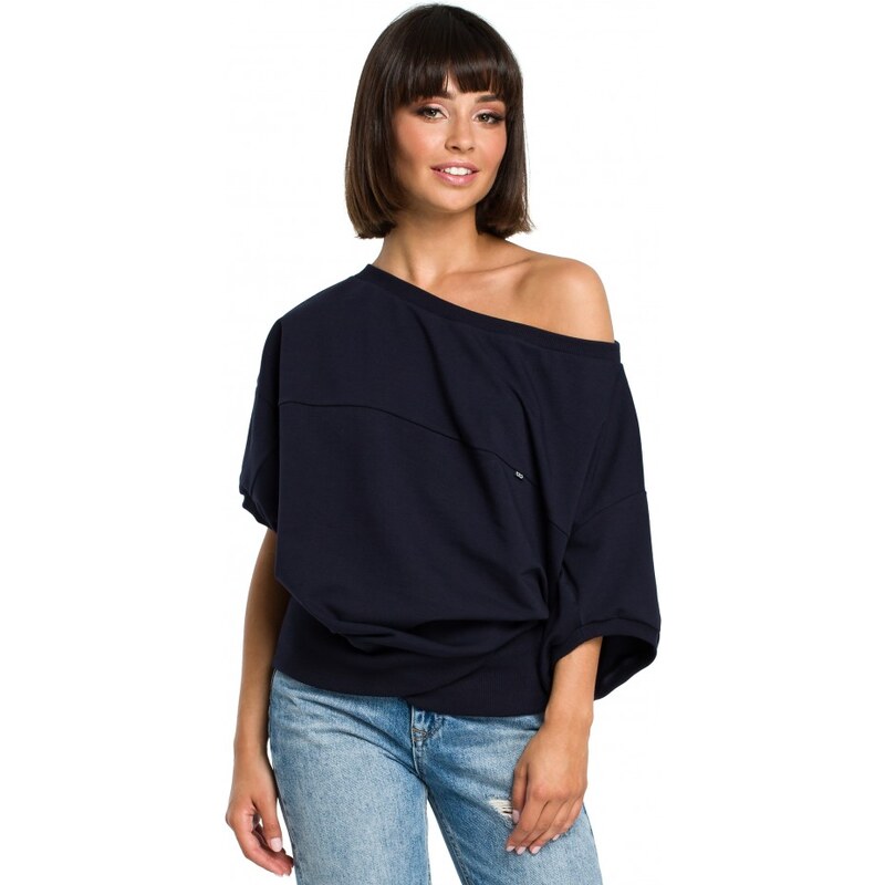 BeWear B079 Halenka nadměrné velikosti se zavinovacími detaily - tmavě 60480785
