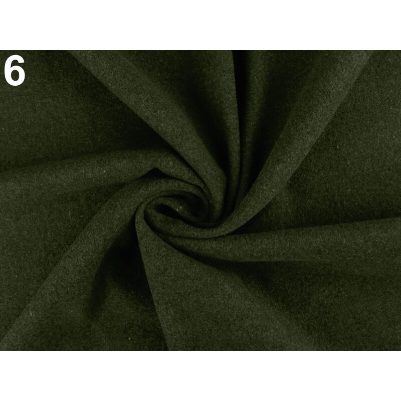 Vlněný flauš jednobarevný, barva 6 (6) zelená khaki - GLAMI.cz