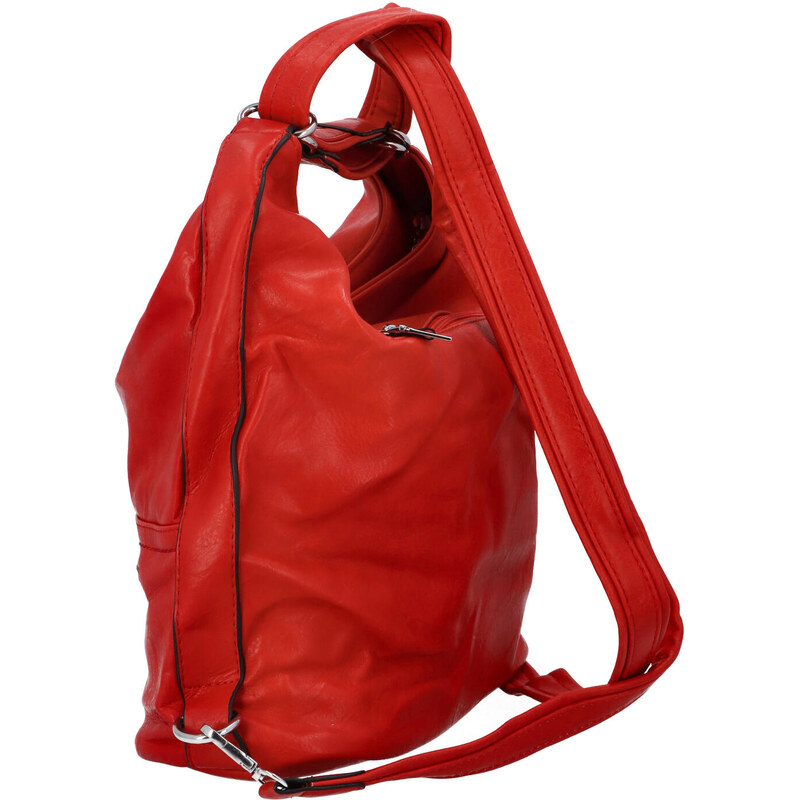 Romina & Co. Bags Moderní dámský koženkový kabelko batoh, červený