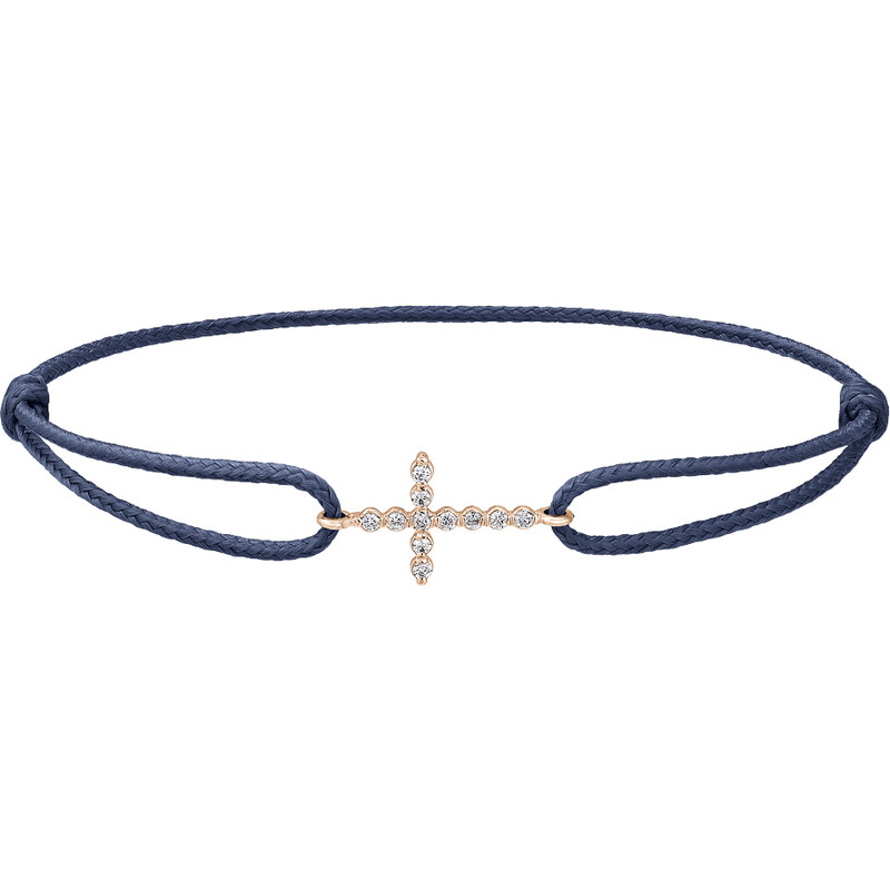 Tiami Provázkový náramek Little Cross z růžového zlata s diamanty 58483925