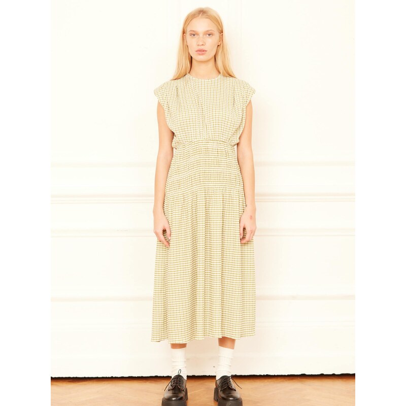 Aligne Šaty Desi khaki / bílá