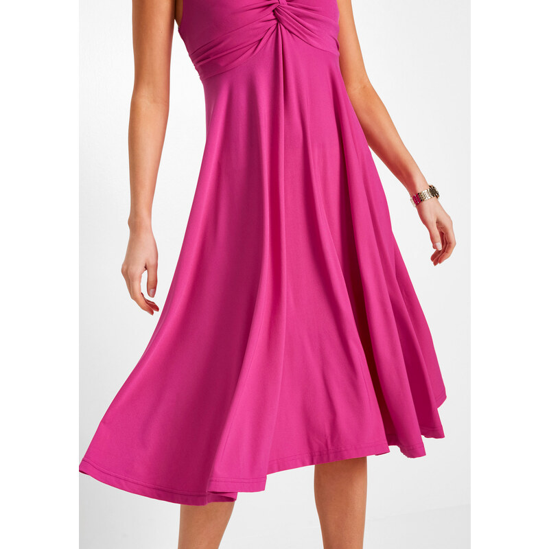 bonprix Úpletové šaty s výstřihem do V Pink