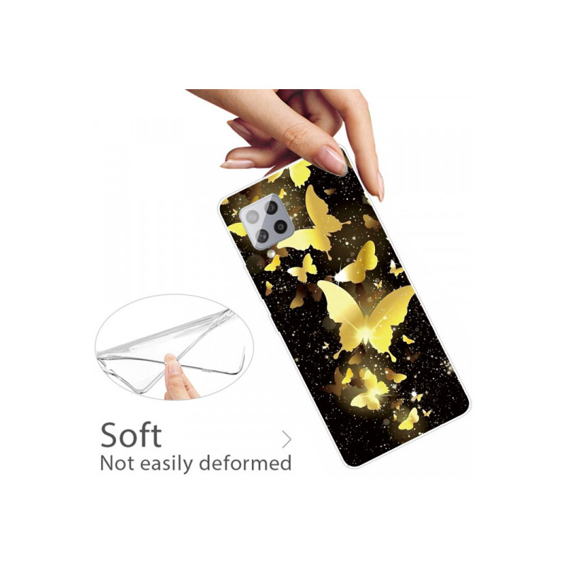Pouzdro MFashion Samsung Galaxy A42 5G - černé - motýli