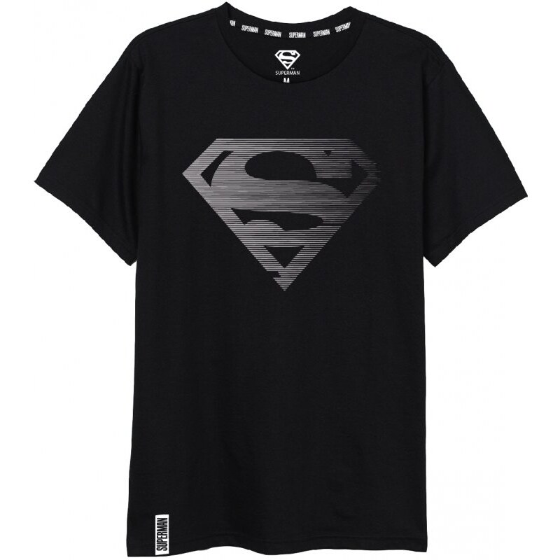 E plus M Pánské tričko s krátkým rukávem Superman - 100% bavlna - černé