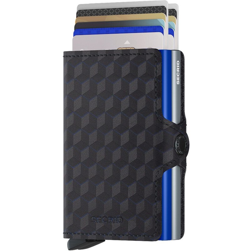 Kožená peněženka Secrid pánská, černá barva, TOp.Titanium.Blue-TITAN.BLU