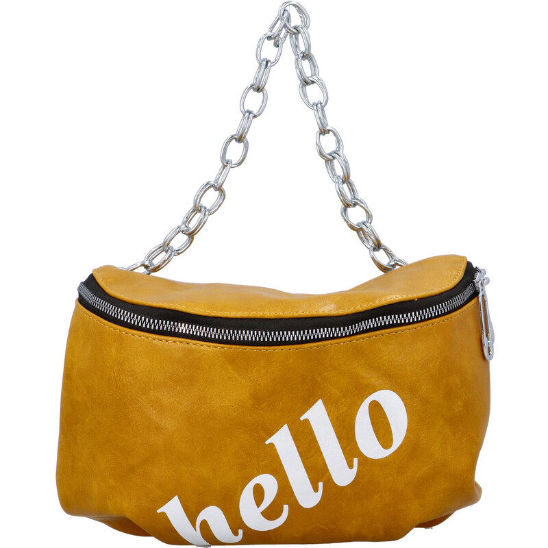 Turbo bags Módní dámská ledvinka s nápisem Hello, žlutá 58688026