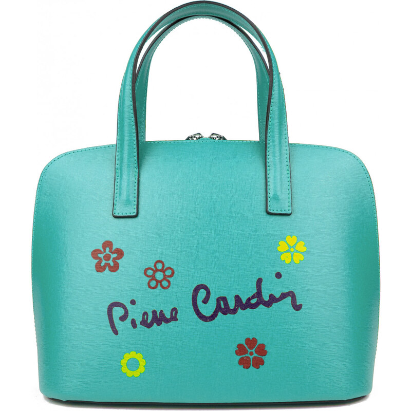 PIERRE CARDIN Francouzská kožená kabelka Chantal Medium Tyrkysová 58694896