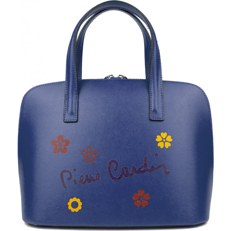PIERRE CARDIN Francouzská kožená kabelka Chantal Medium Tmavě modrá 58694899