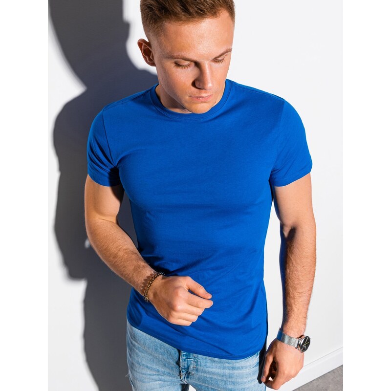 Ombre Clothing Pánské basic tričko Elis modrá S1370