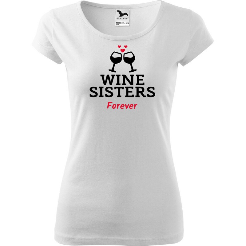 Fenomeno Dámské tričko Wine sisters - bílé 57425935