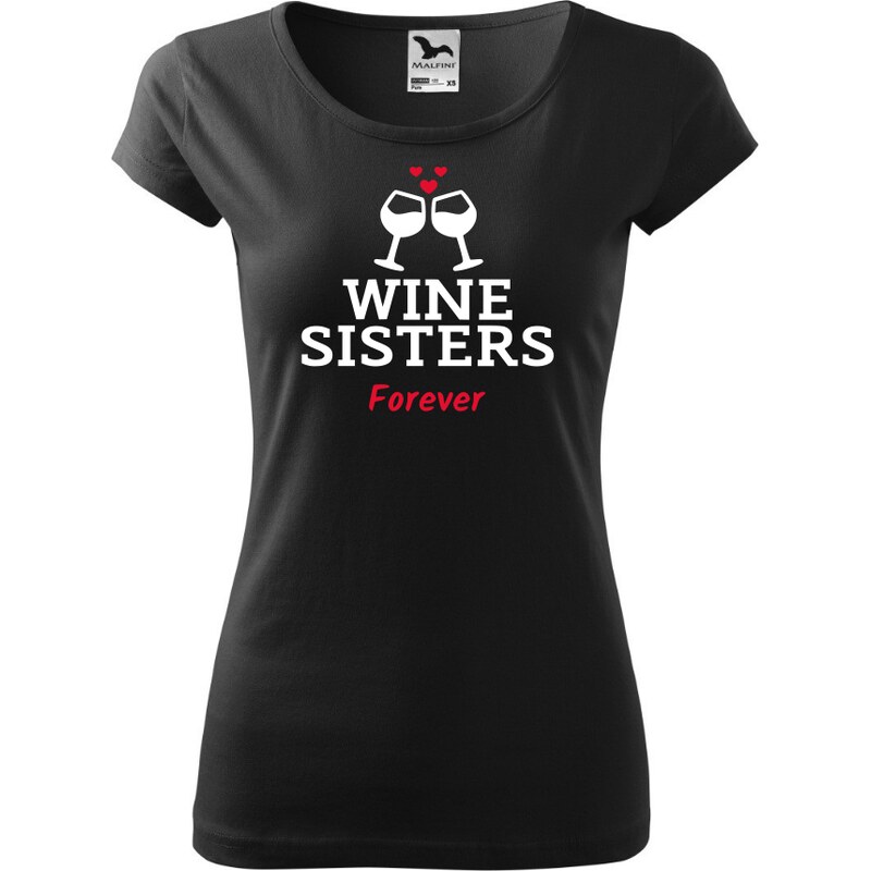 Fenomeno Dámské tričko Wine sisters - černé 57425936