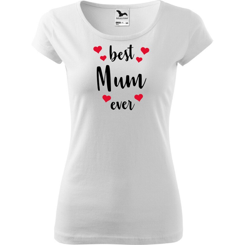 Fenomeno Dámské tričko Best mum srdíčka - bílé