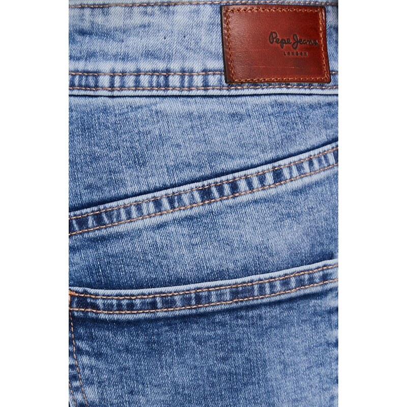 Džínové šortky Pepe Jeans dámské, hladké, medium waist