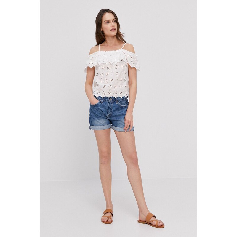 Džínové šortky Pepe Jeans dámské, hladké, medium waist