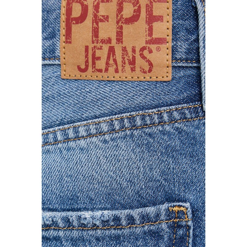 Džínové šortky Pepe Jeans dámské, hladké, medium waist