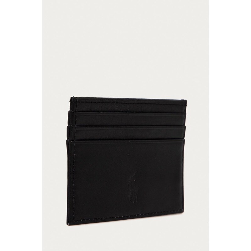 Kožená peněženka Polo Ralph Lauren pánská, černá barva