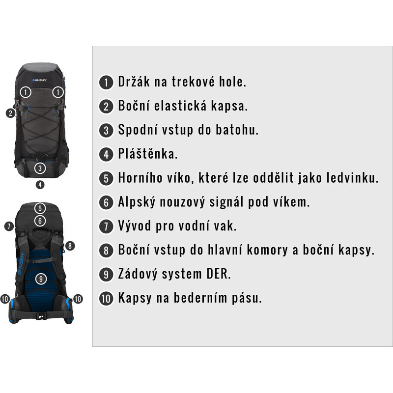 Batoh Ultralight HUSKY Ribon 60l vínová