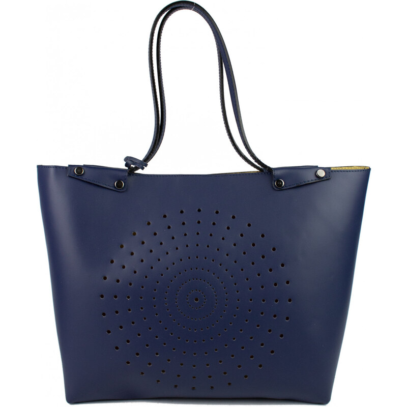 PIERRE CARDIN Francouzská kožená shopper kabelka Capraia Tmavě modrá 58770384