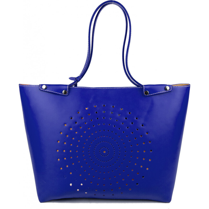 PIERRE CARDIN Francouzská kožená shopper kabelka Capraia Zářivě modrá 58770387