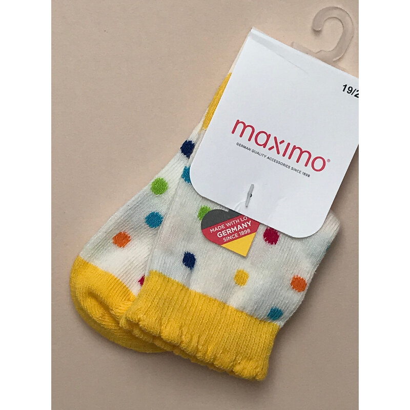 Maximo Dívčí ponožky bílé s barevnými puntíčky