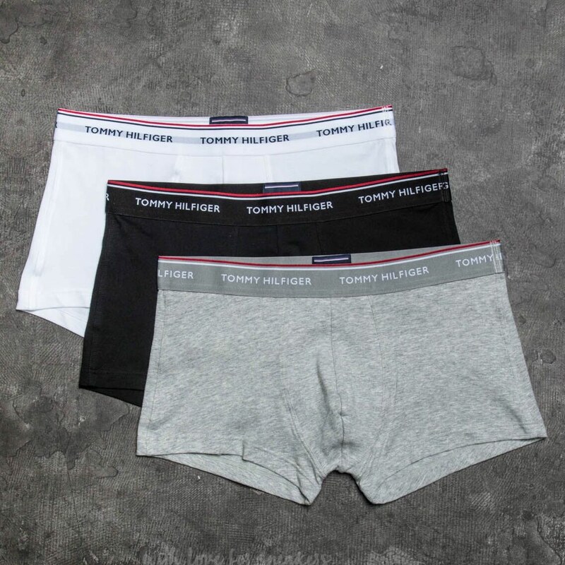 Boxerky Tommy Hilfiger 3 Pack Low Rise Trunks Black/ White/ Grey Heather