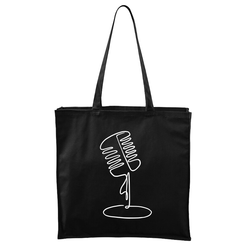 Roni Syvin + Adler/Malfini Ručně malovaná větší plátěná taška - Jednotahové - Mikrofon retro