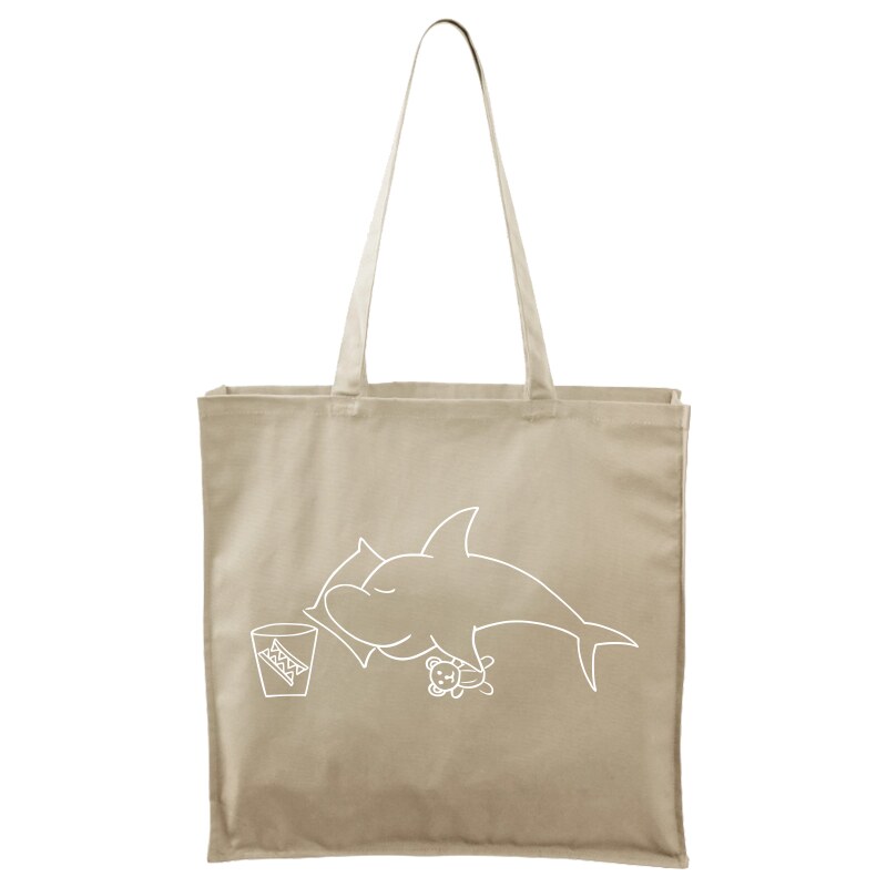 Roni Syvin + Adler/Malfini Ručně malovaná větší plátěná taška - Spící žralok