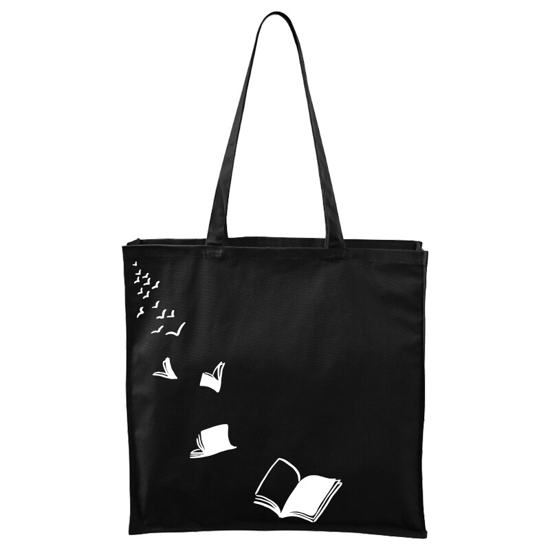 Roni Syvin + Adler/Malfini Ručně malovaná větší plátěná taška - Létající knihy - 2