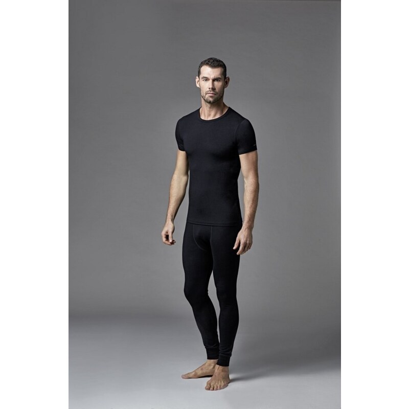 Dagi Men's Black Crew Neck Short Sleeve Top Thermal Underwear