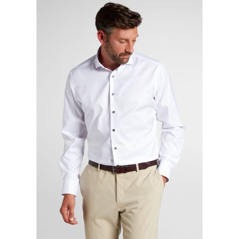 ETERNA Modern Fit pánská košile bílá neprosvítající s černými knoflíčky Non iron