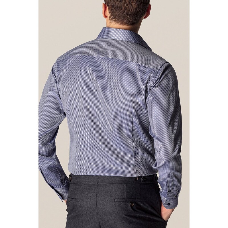 Košile Eton pánská, tmavomodrá barva, slim, s klasickým límcem