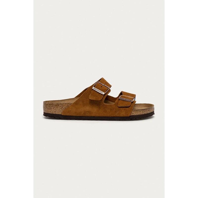 Kožené pantofle Birkenstock Arizona pánské, hnědá barva, 1009526