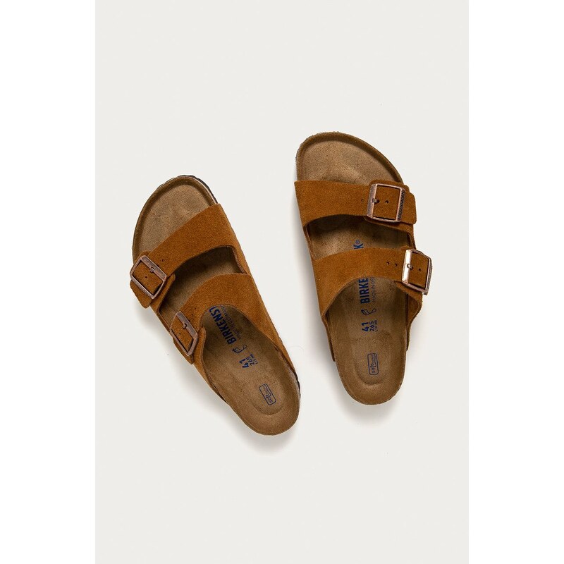 Kožené pantofle Birkenstock Arizona pánské, hnědá barva, 1009526
